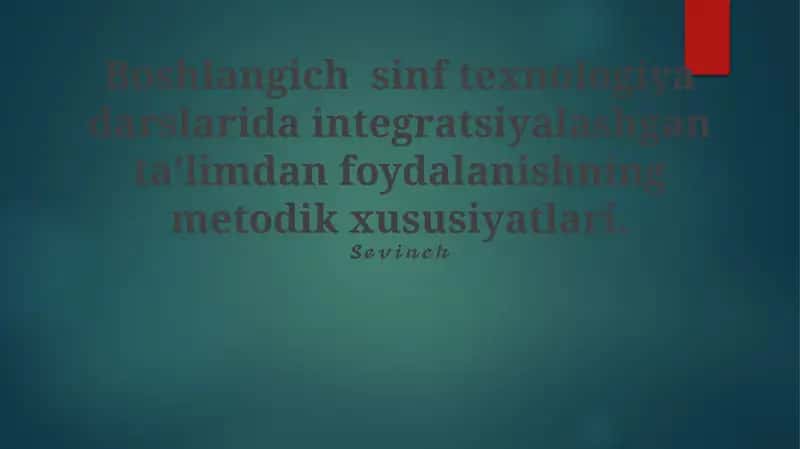 Boshlangich sinf texnologiya darslari 1