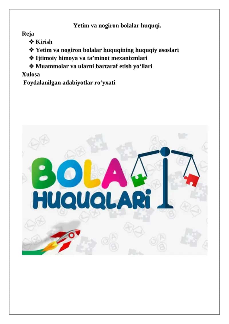 Yetim va nogiron bolalar huquqi 1