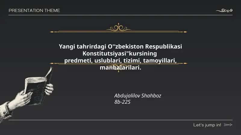 Yangi tahrirdagi O'ʻzbekiston Respublikasi Konstitutsiyasi kursi 1