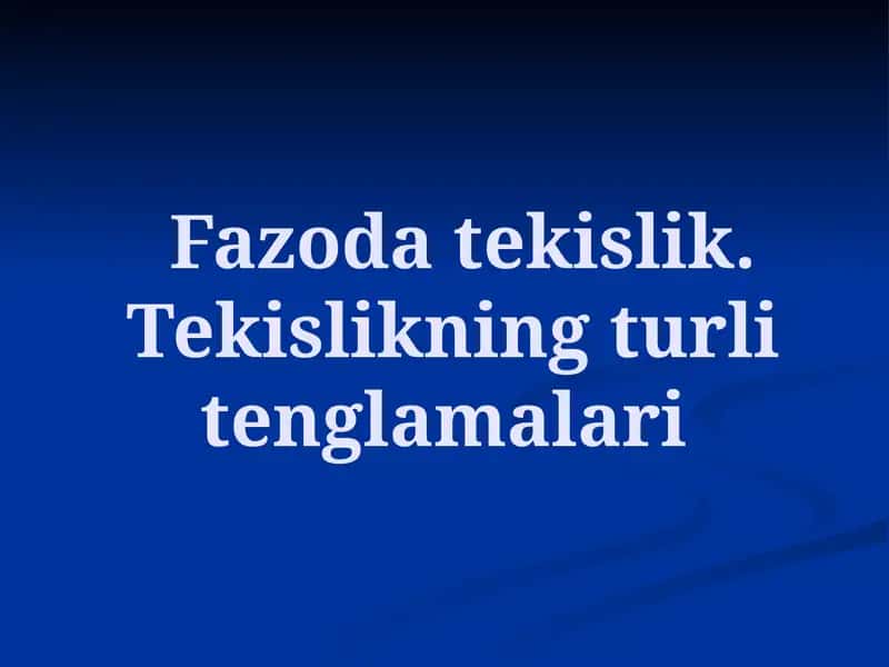 Fazoda tekislik 1