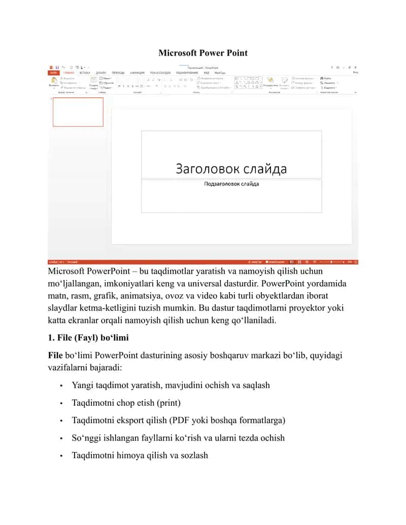 Microsoft Power Point 1