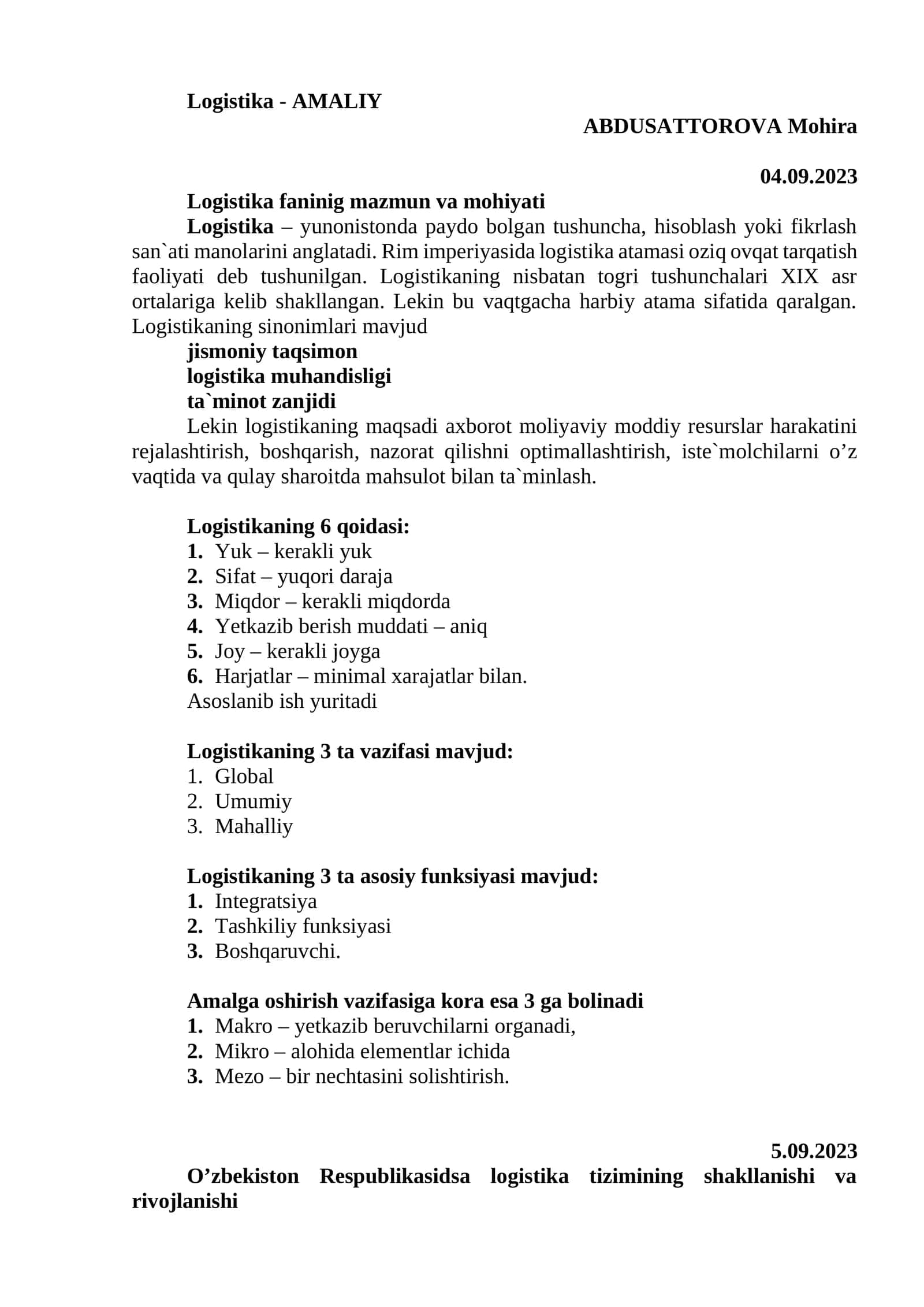 Logistika 1