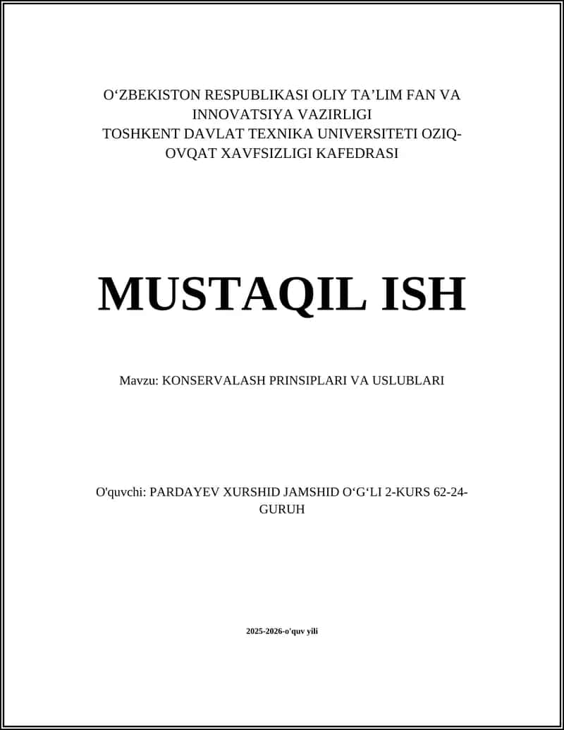 KONSERVALASH PRINSIPLARI VA USLUBLARI 1