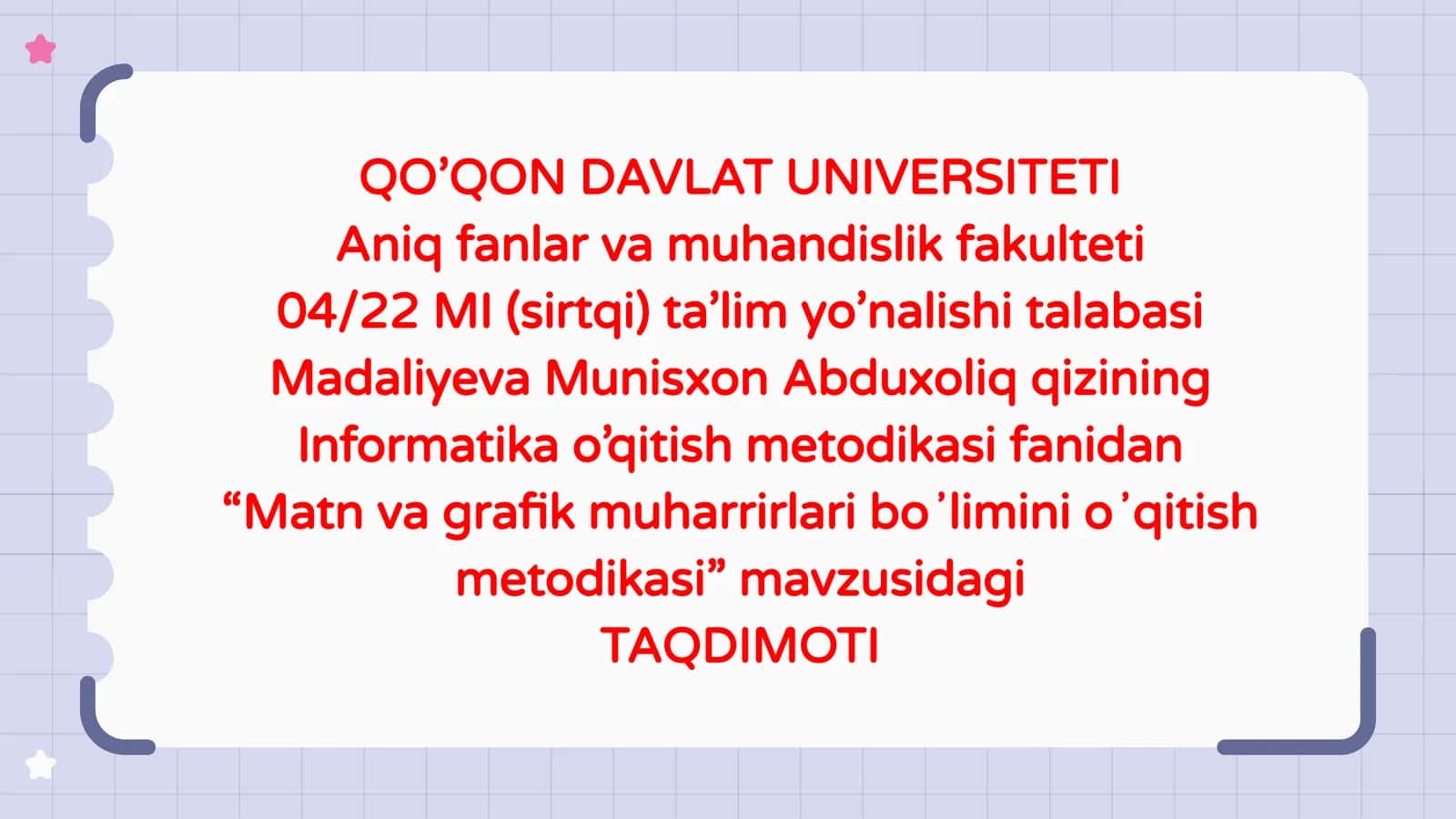 Matnvagrafik muharrirlariboʼliminioʼqitishmetodikasi 1