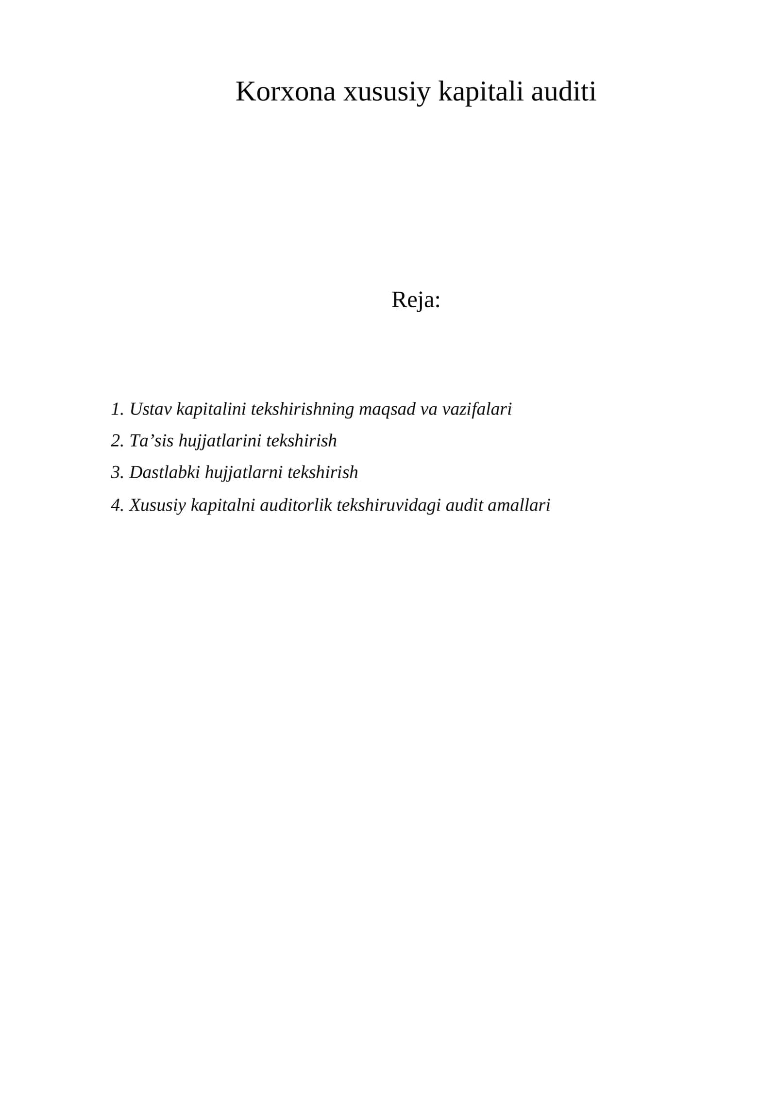 Korxona xususiy kapitali auditi 1