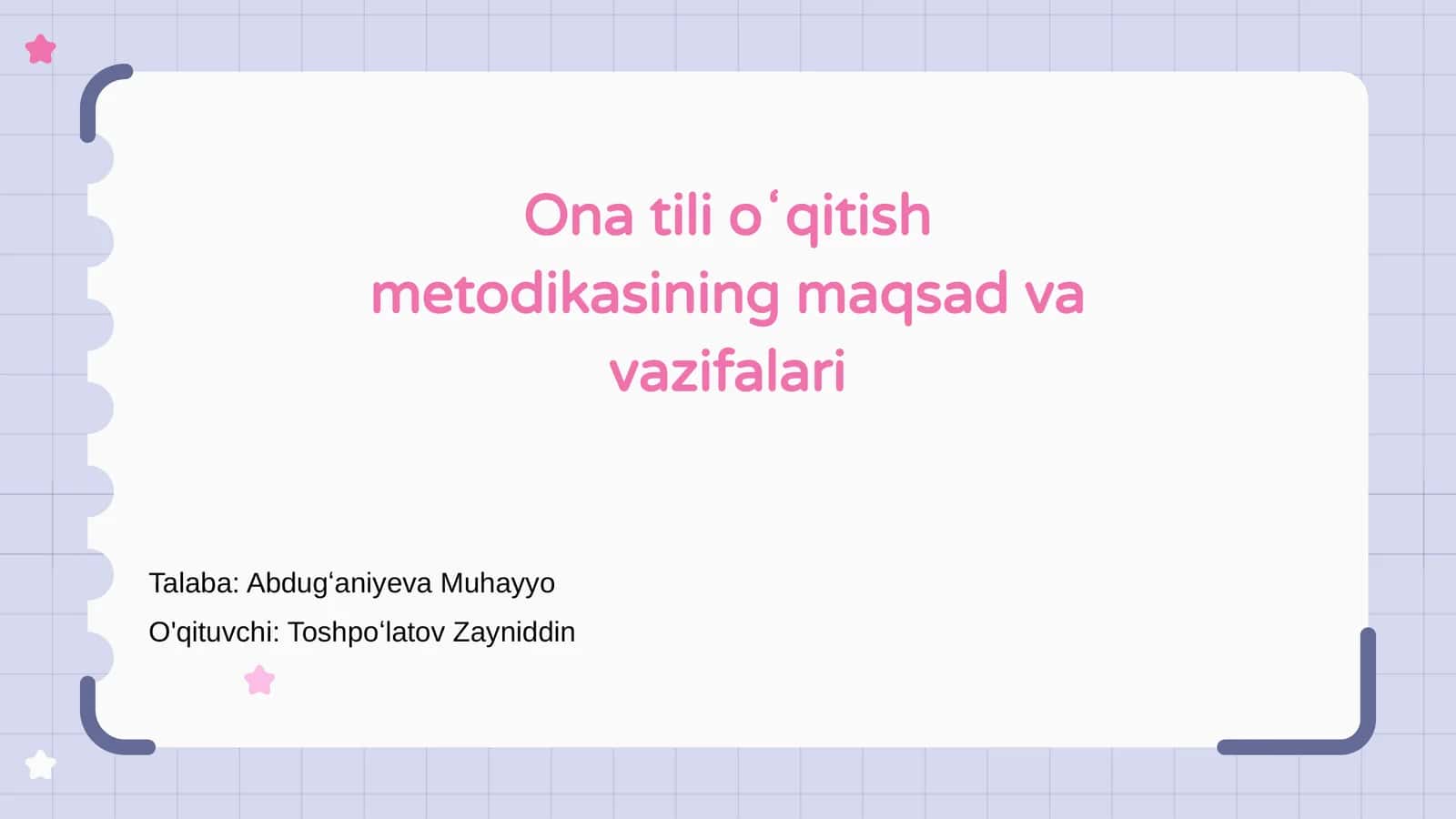 Ona tili oʻqitish metodikasi 1