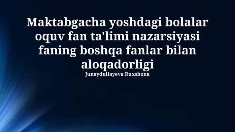 Maktabgacha ta'lim nazariyasi va musiqa 1