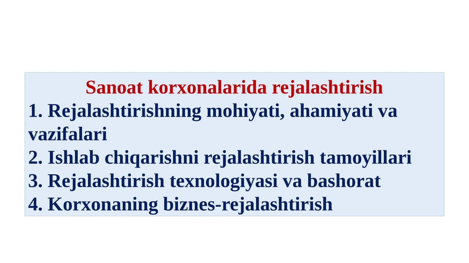 Sanoatkorxonalaridarejalashtirish 1