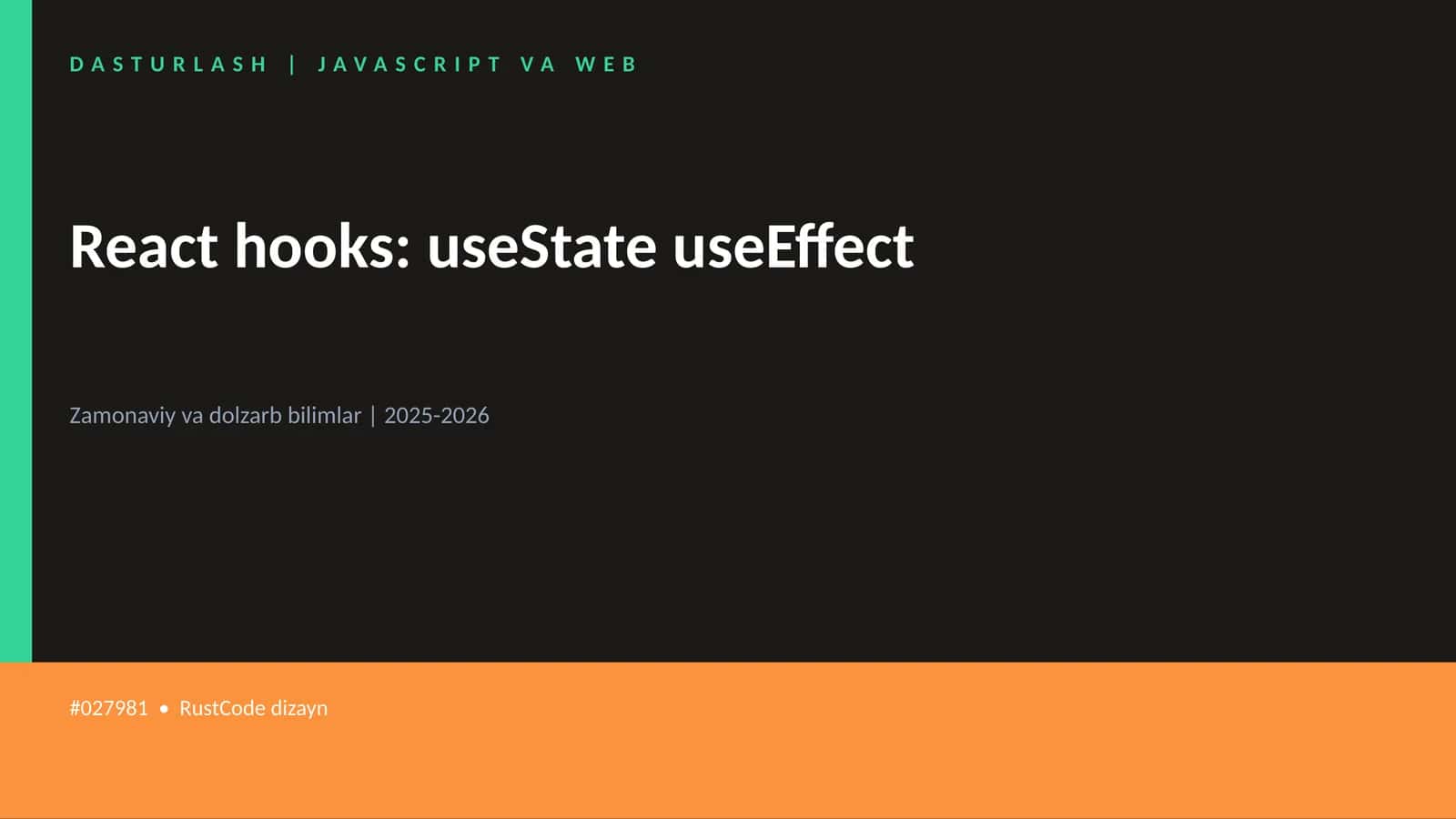 React hooks: useState useEffect 1