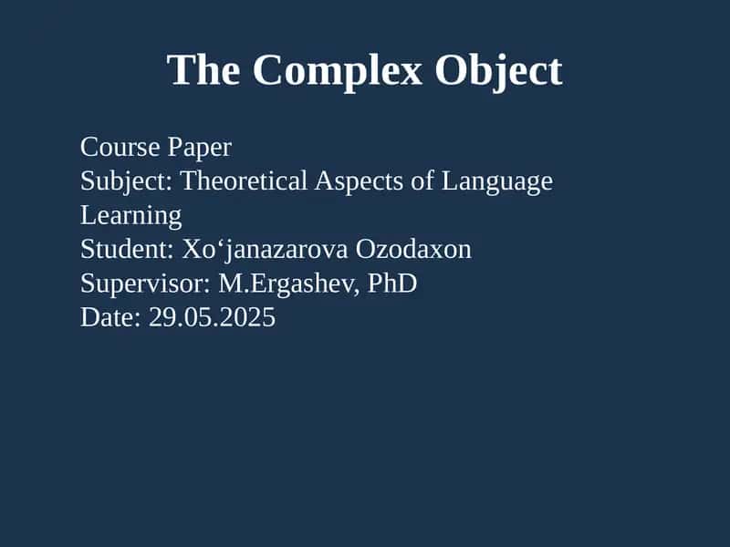 The Complex Object 1