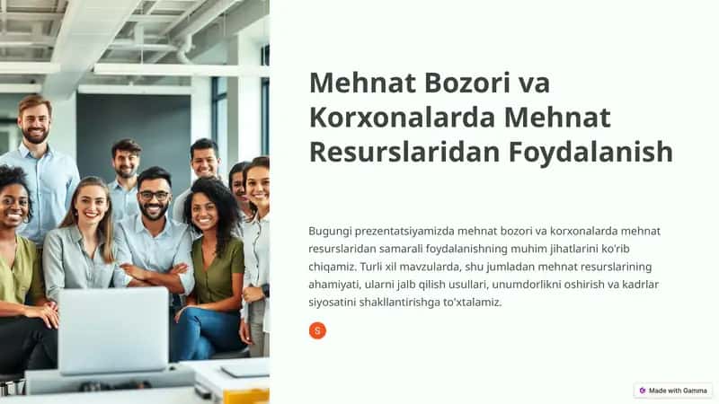 Mehnat Bozori va Korxonalarda Mehnat Resurslaridan Foydalanish 1