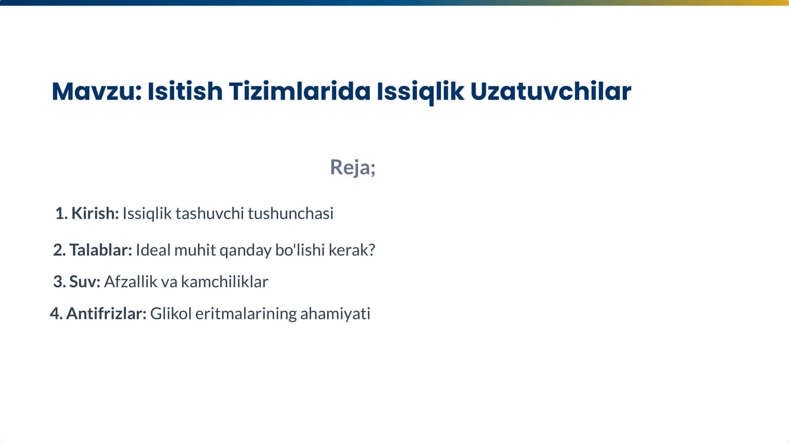 Isitish Tizimlarida Issiqlik Uzatuvchilar 1