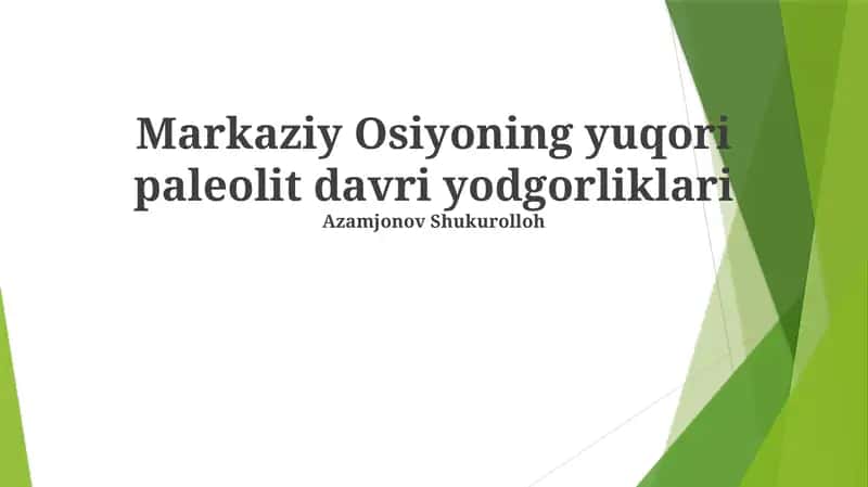 Markaziy Osiyoning yuqori paleolit davri yodgorliklari 1