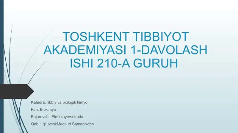 O'tkir pankreatit kelib chiqishi va davolashning biokimyoviy asoslari 1