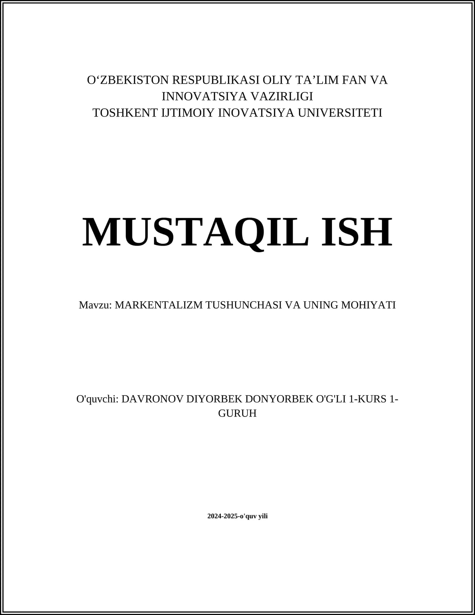 MARKENTALIZM TUSHUNCHASI VA UNING MOHIYATI 1