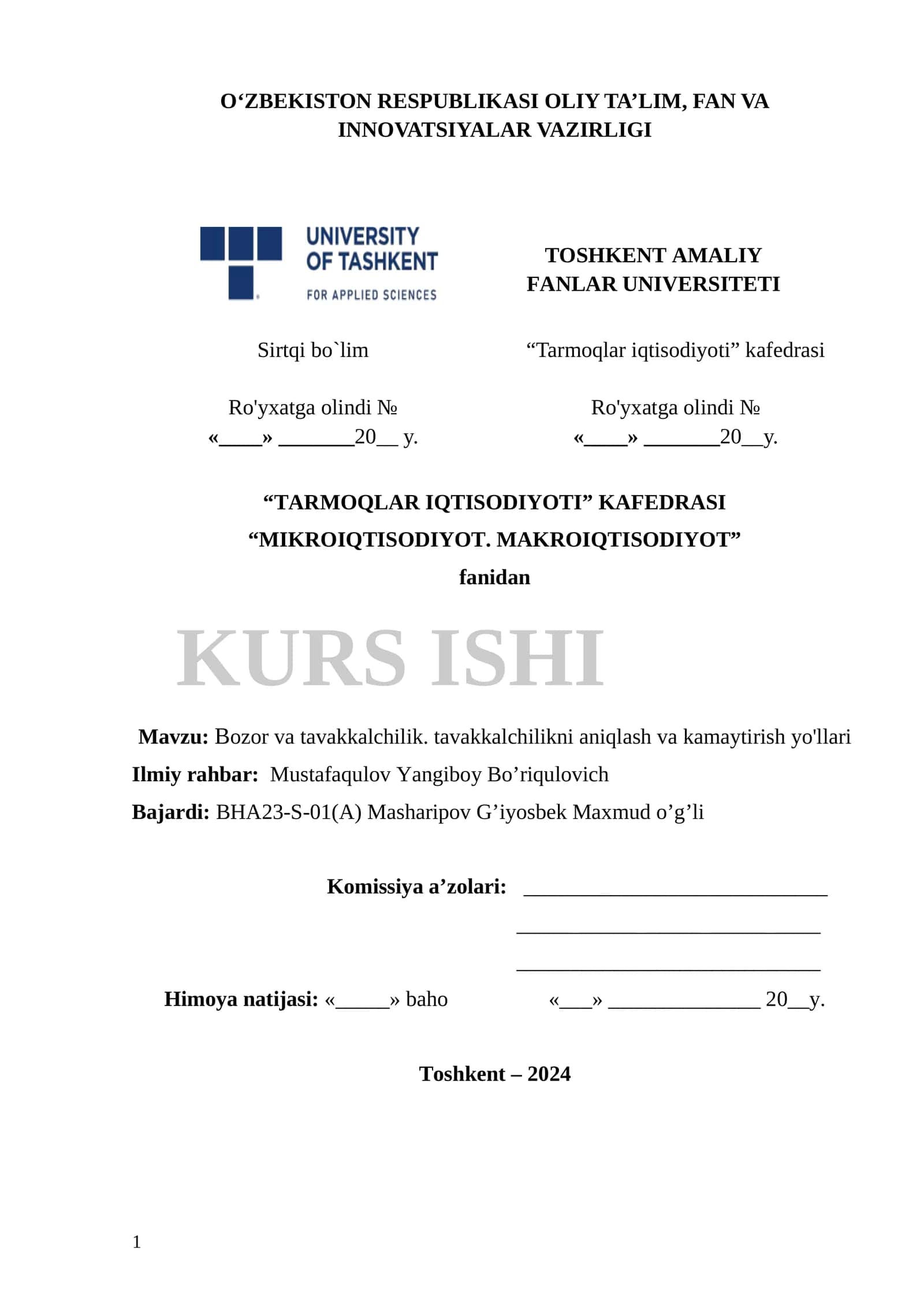 MIKROIQTISODIYOT. MAKROIQTISODIYOT 1