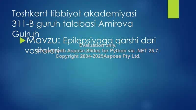 Epilepsiyaga qarshi dori vositalari 1