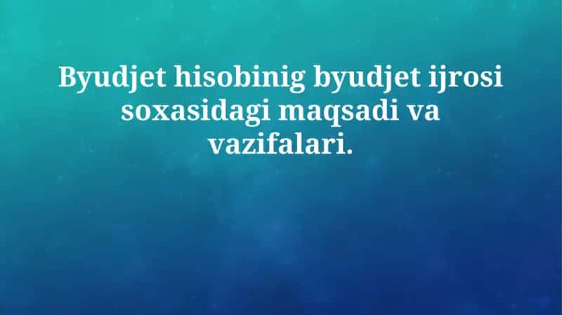 Byudjet Hisobini Moliyalashtirish 1