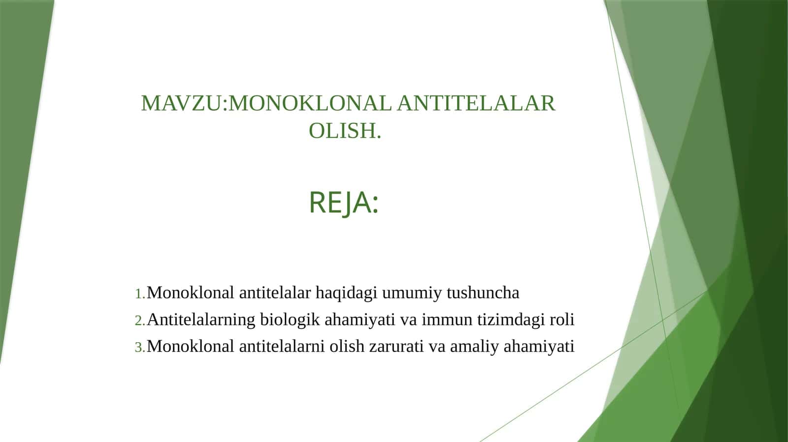 MONOKLONAL ANTITELALAR OLISH. Biotexnologiya 1