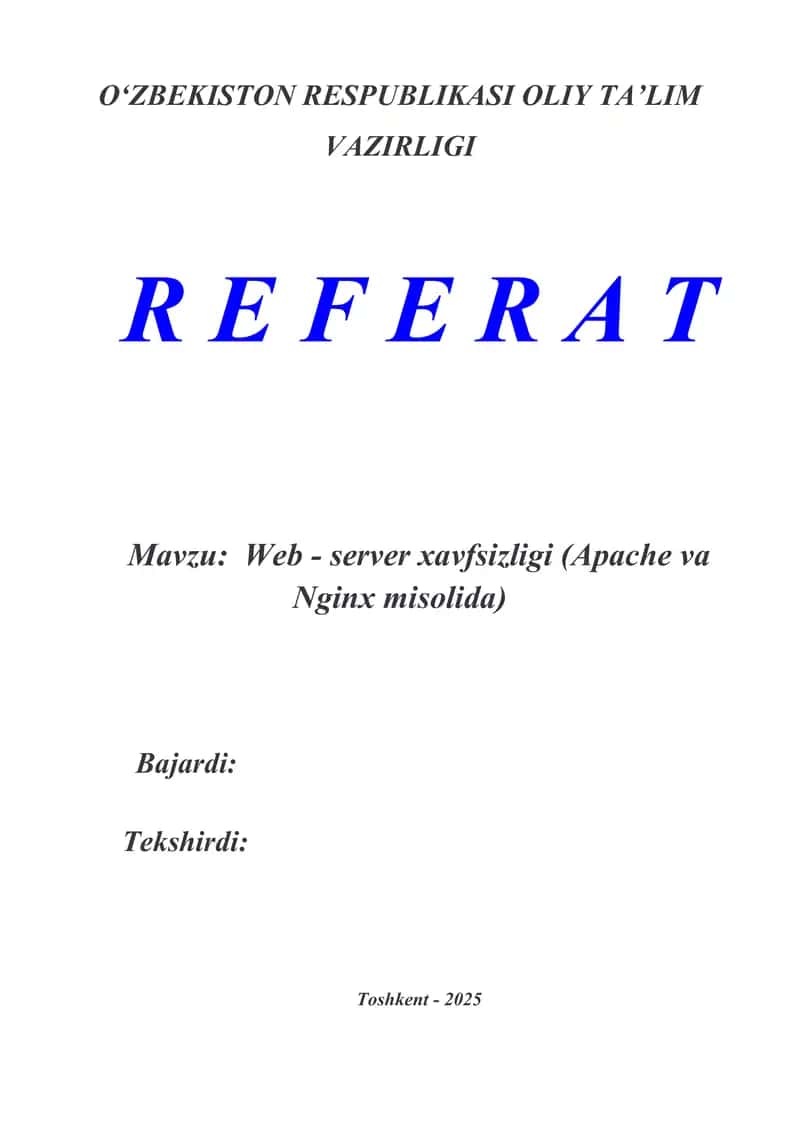 Web - server xavfsizligi 1