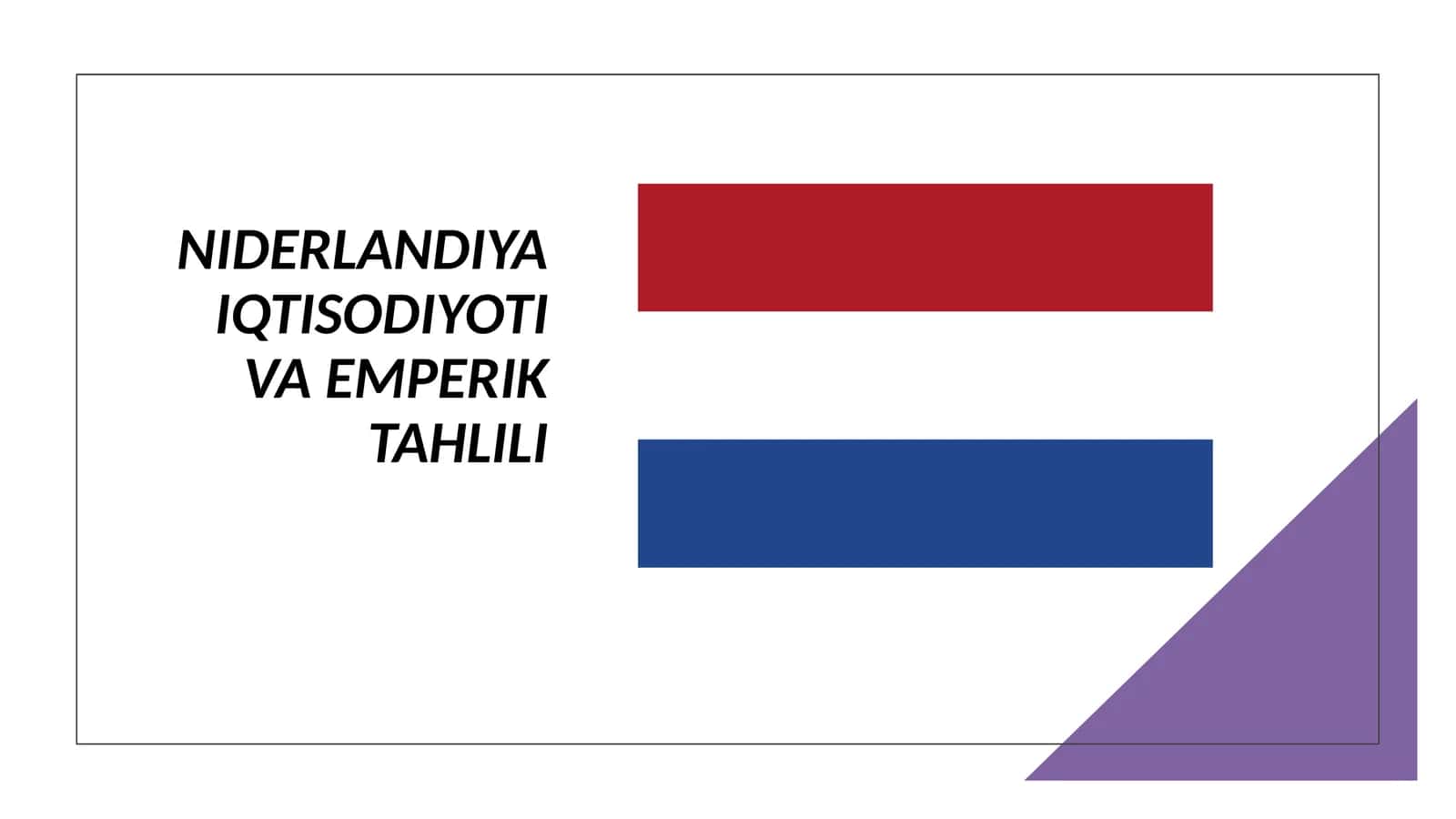 Niderlandiya iqtisodiyoti va emperik tahlili 1