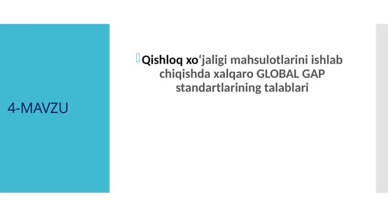 GLOBAL GAPstandartlariningtalablari 1