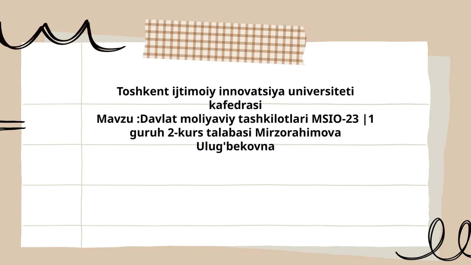 Davlat moliyaviy tashkilotlari MSIO-23 1