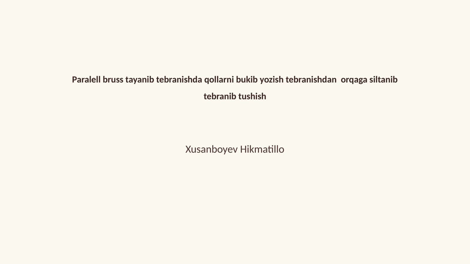 Paralell bruss tayanib tebranish nazariyasi 1