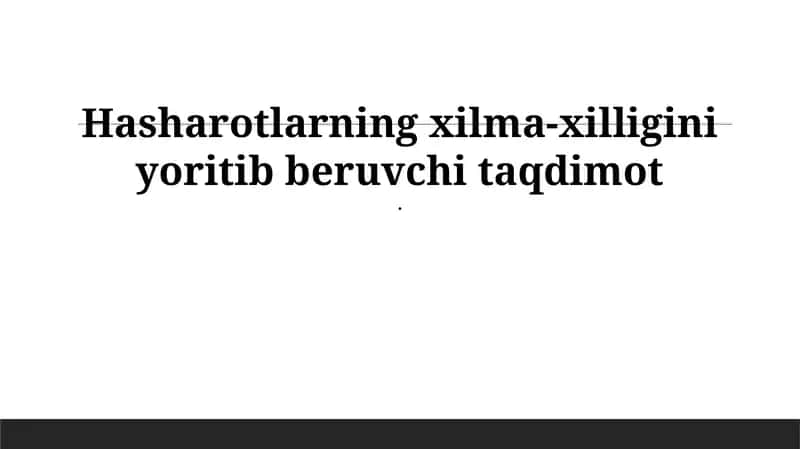 Hasharotlar Ekologiyasi 1