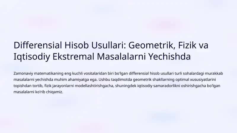 Differensial Hisob Usullari 1