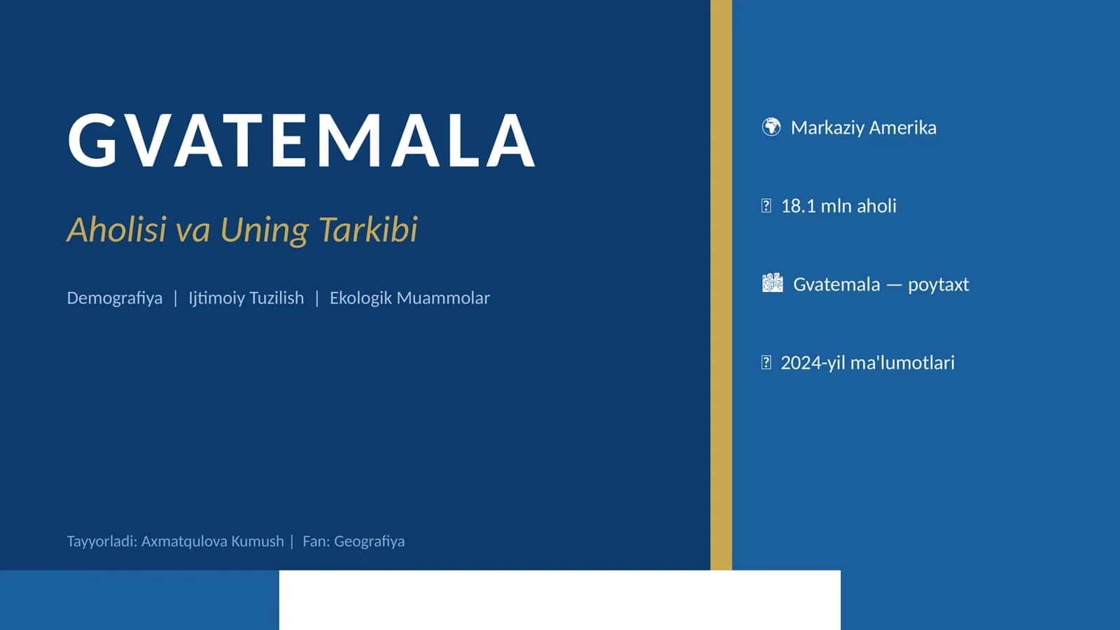 Gvatemala. Aholisi va Uning Tarkibi 1