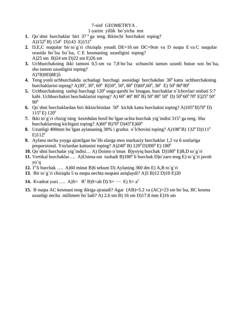 7-sinf GEOMETRYA 1