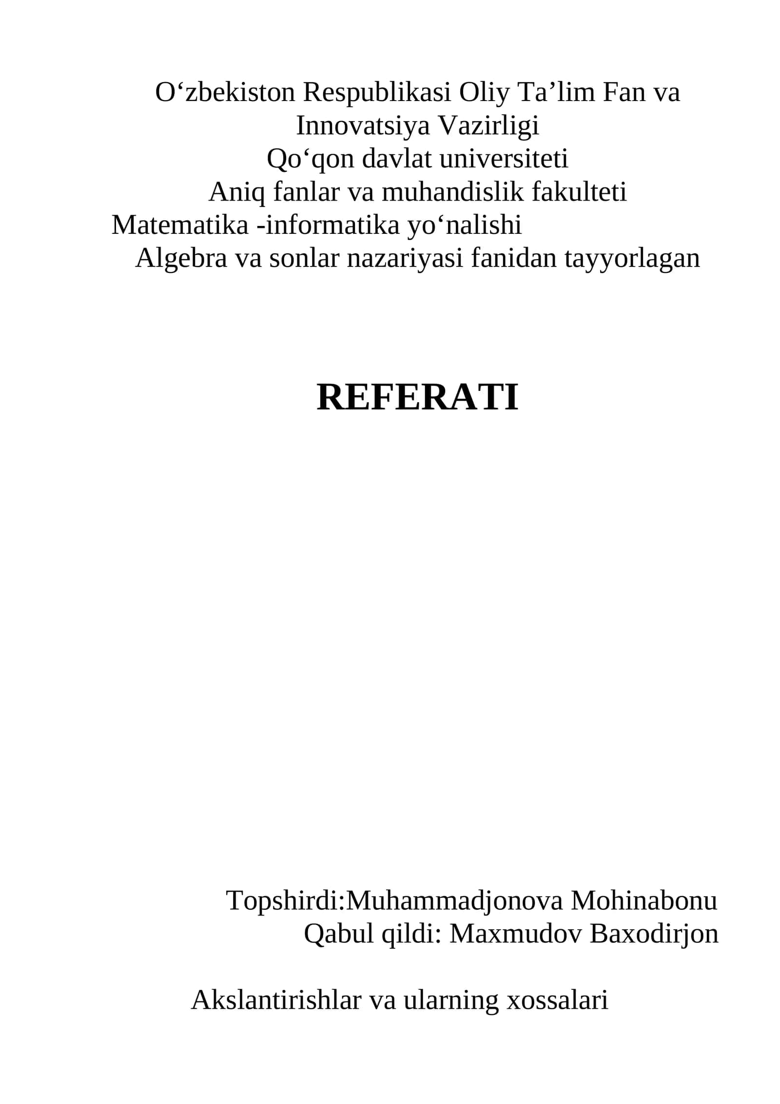 Akslantirishlar 1