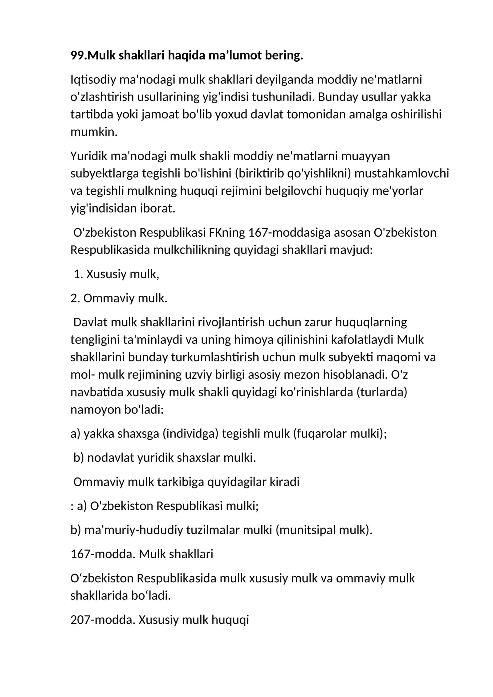 Mulk shakllari haqida ma’lumot 1