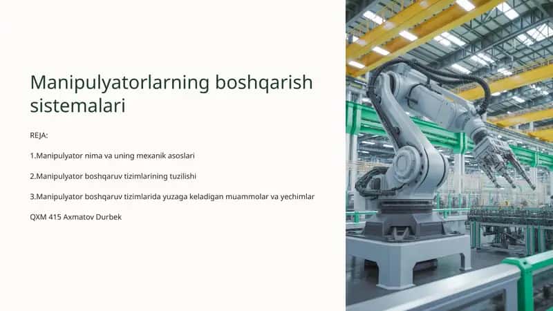 Manipulyatorlarning boshqarish sistemalari 1