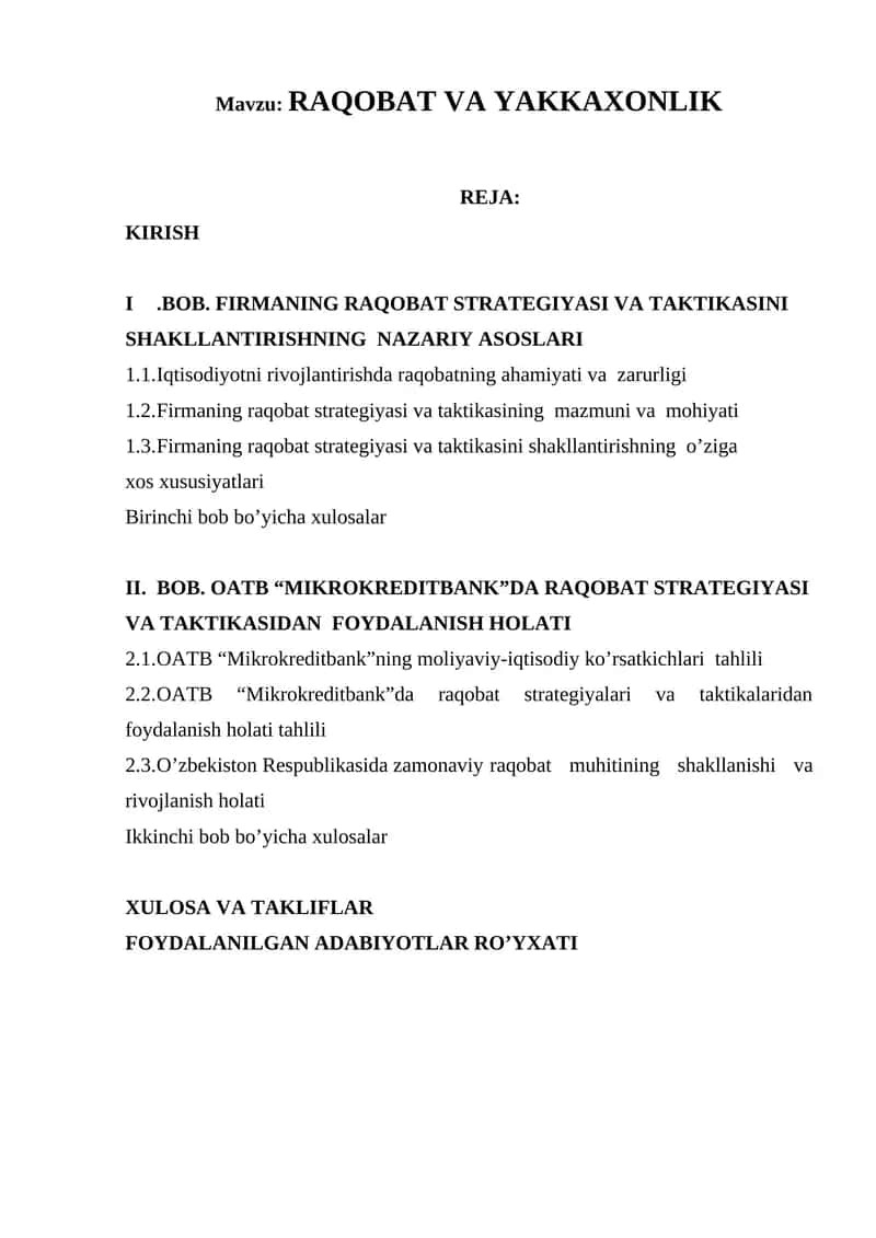 RAQOBAT VA YAKKAXONLIK 1