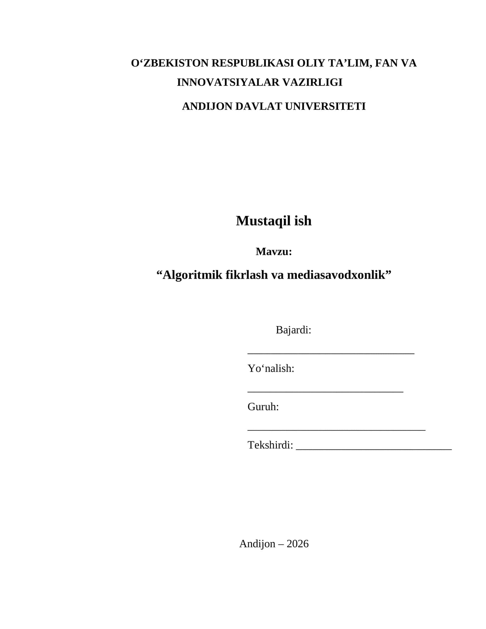 Algoritmik fikrlash va mediasavodxonlik 1