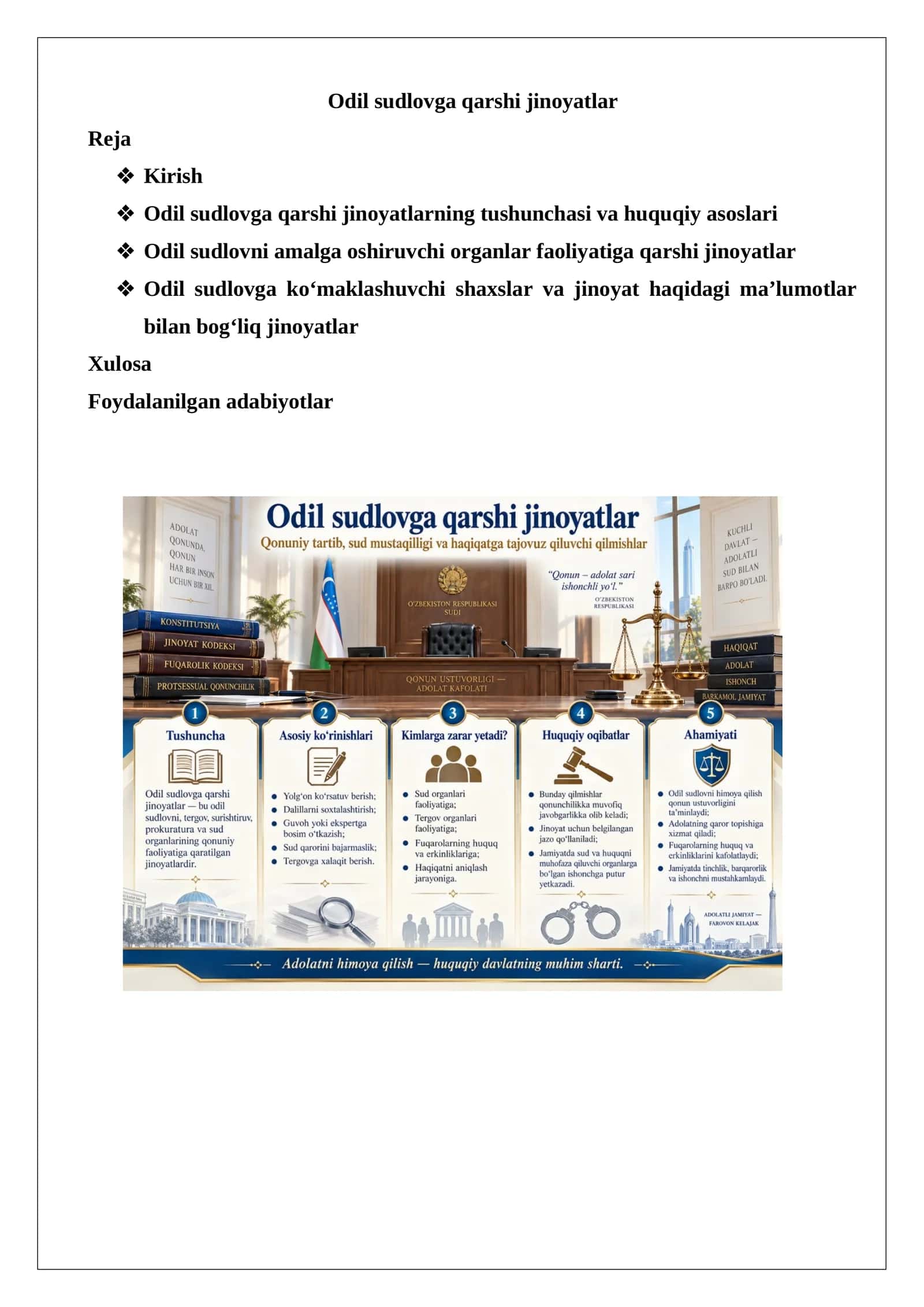 Odil sudlovga qarshi jinoyatlar 1