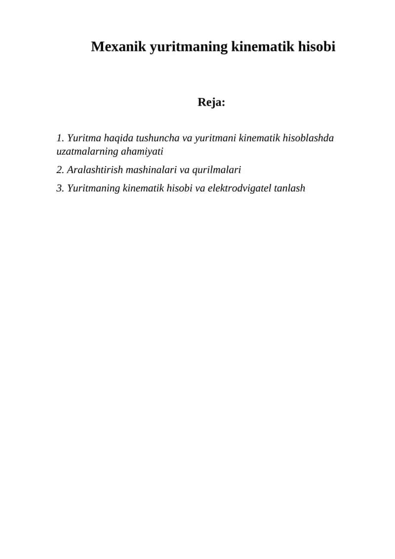 Mexanik yuritmaning kinematik hisobi 1