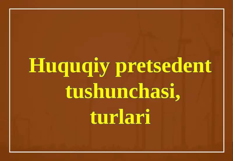 Huquqiy pretsedenttushunchasi, turlari 1