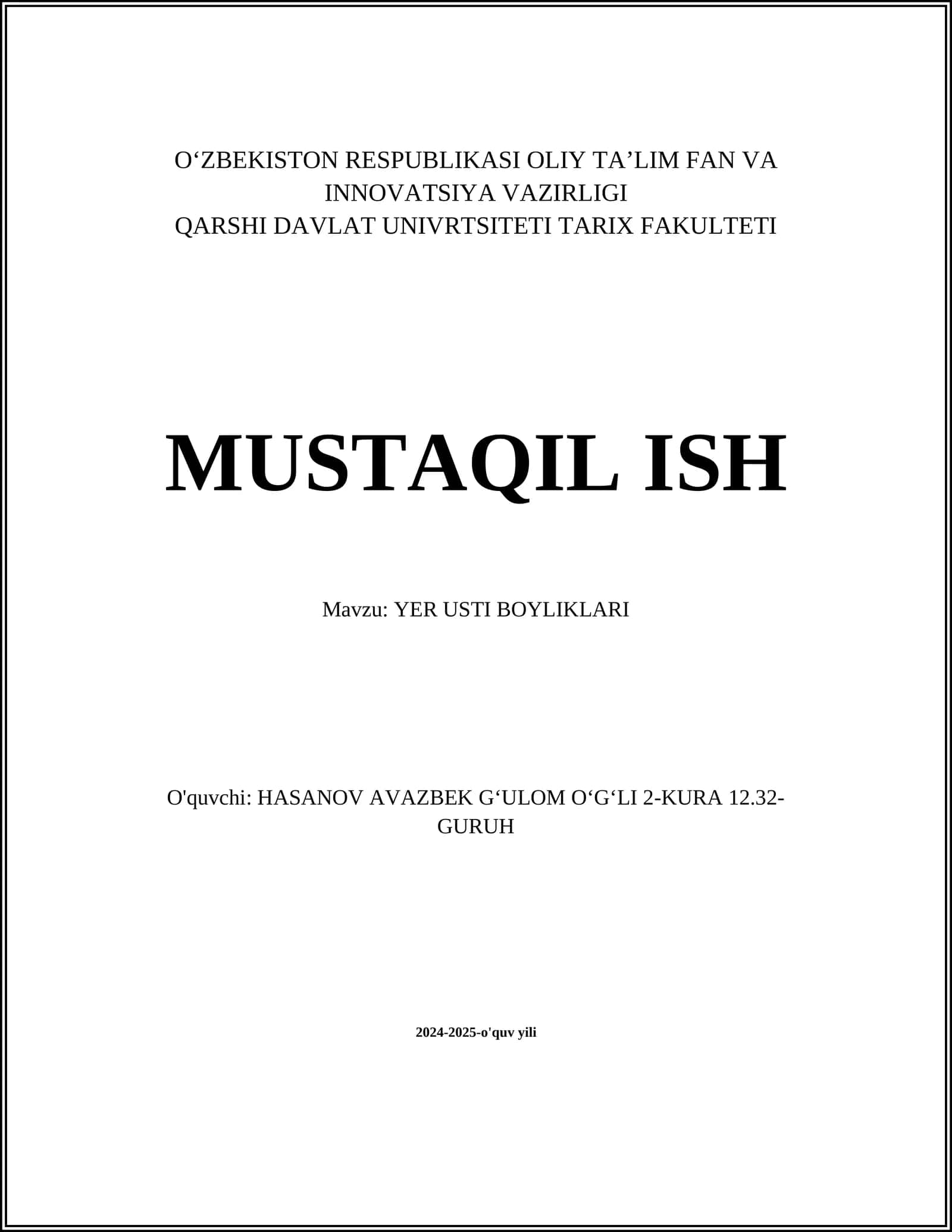 Yer usti boyliklari 1