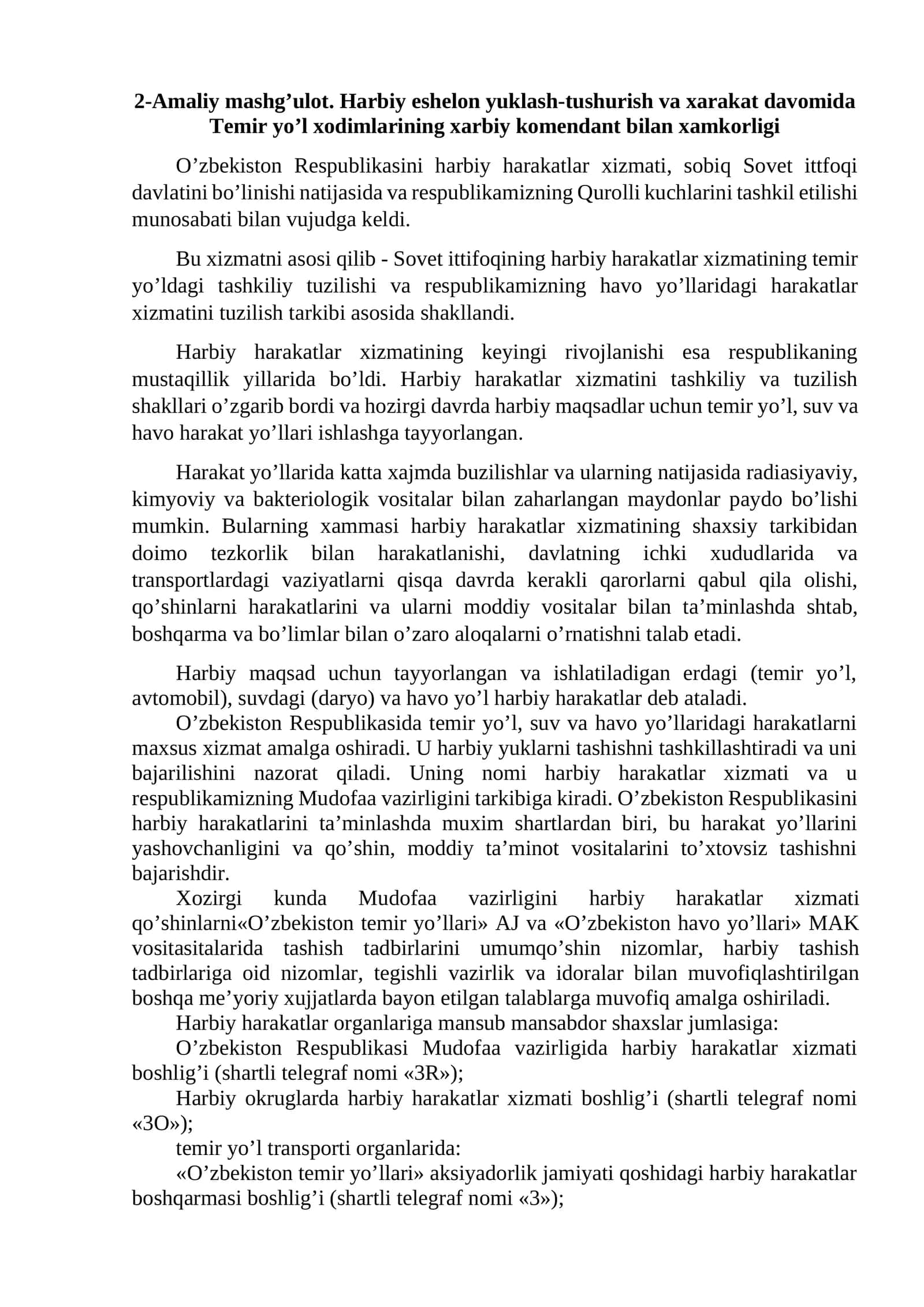 Temir yoʼl xodimlarining xarbiy komendant bilan xamkorligi 1