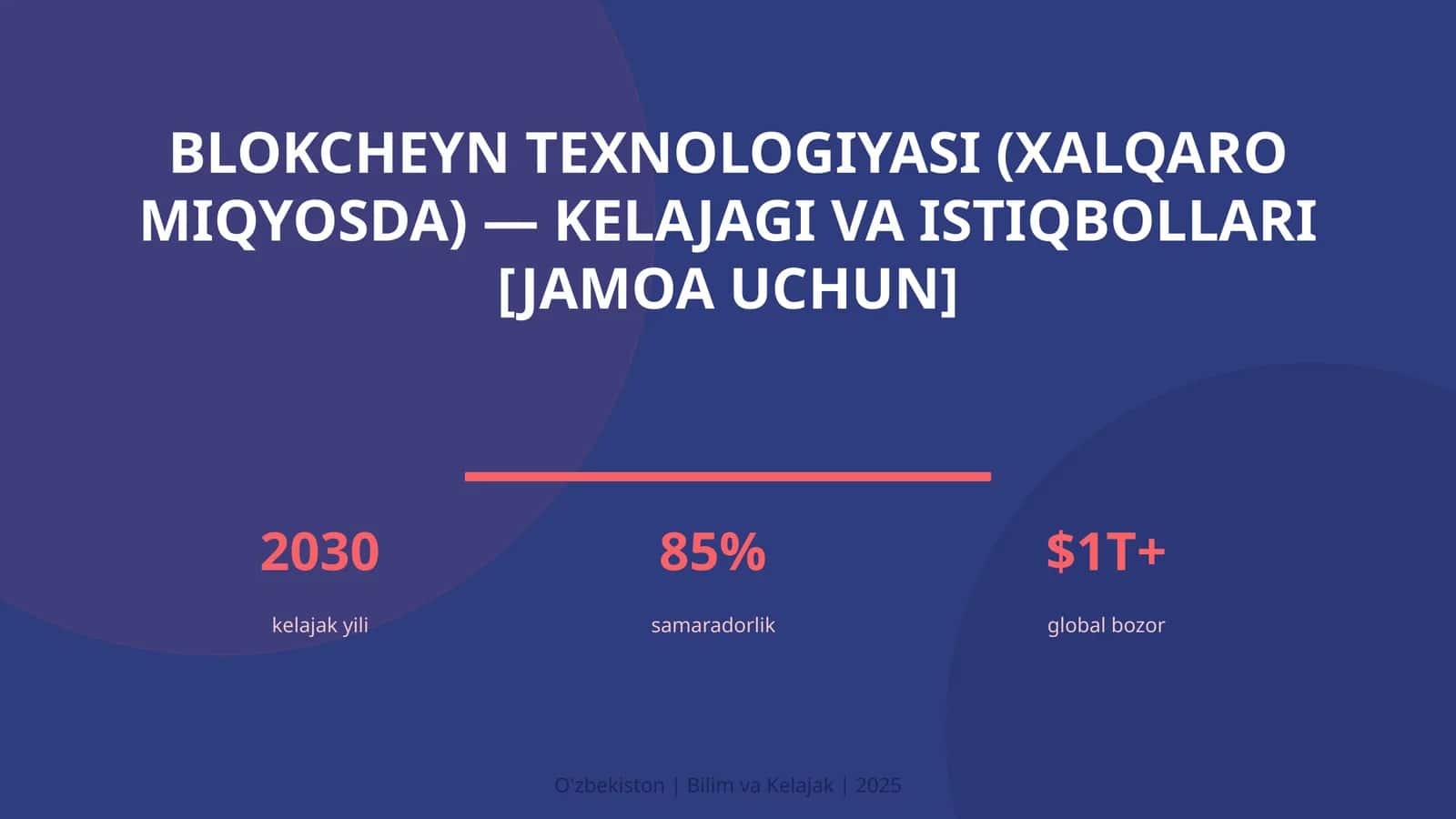 Blokcheyn texnologiyasi (xalqaro miqyosda) — kelajagi va istiqbollari [jamoa uchun] 1