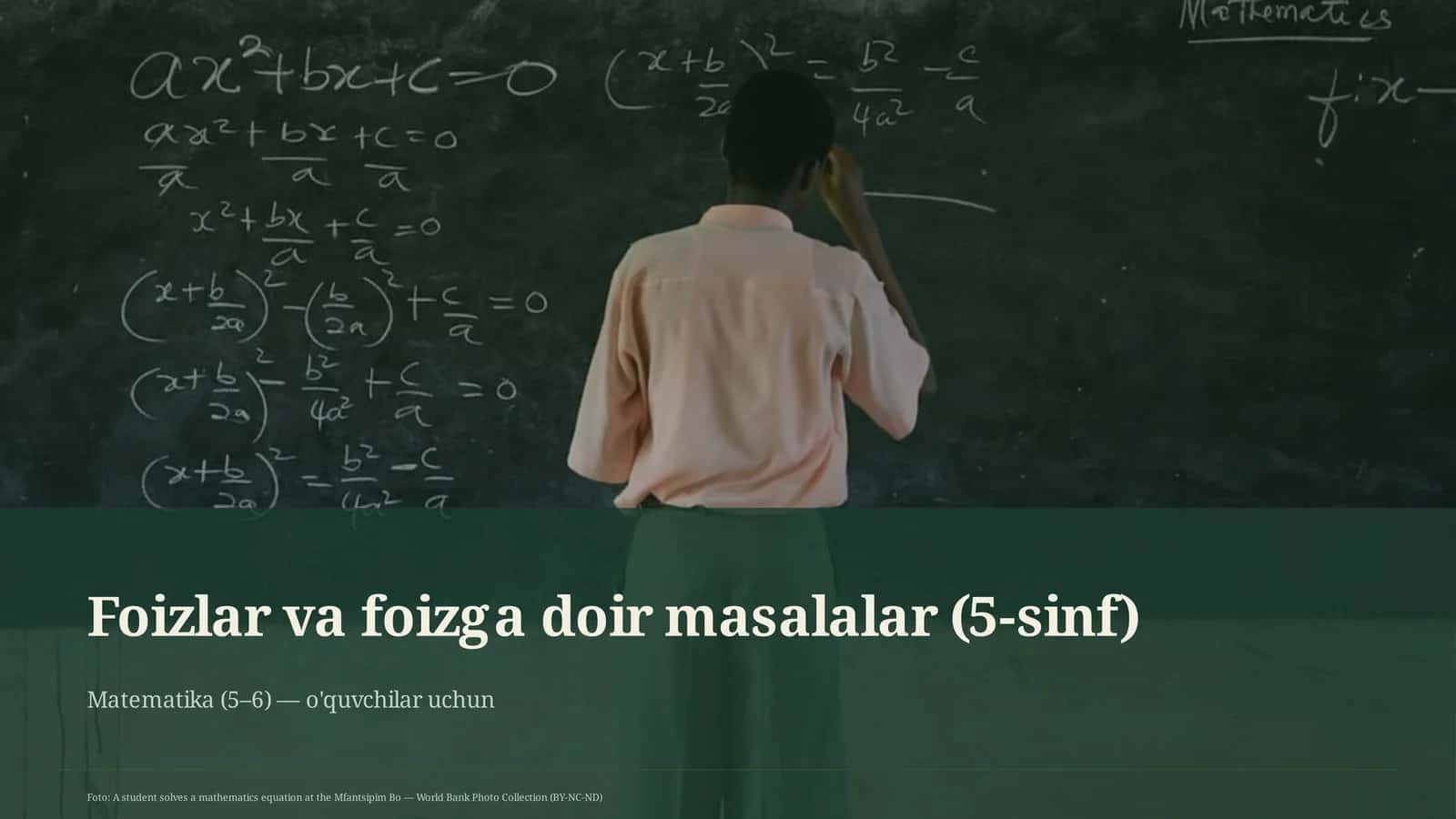 Foizlar va foizga doir masalalar (5-sinf) 1