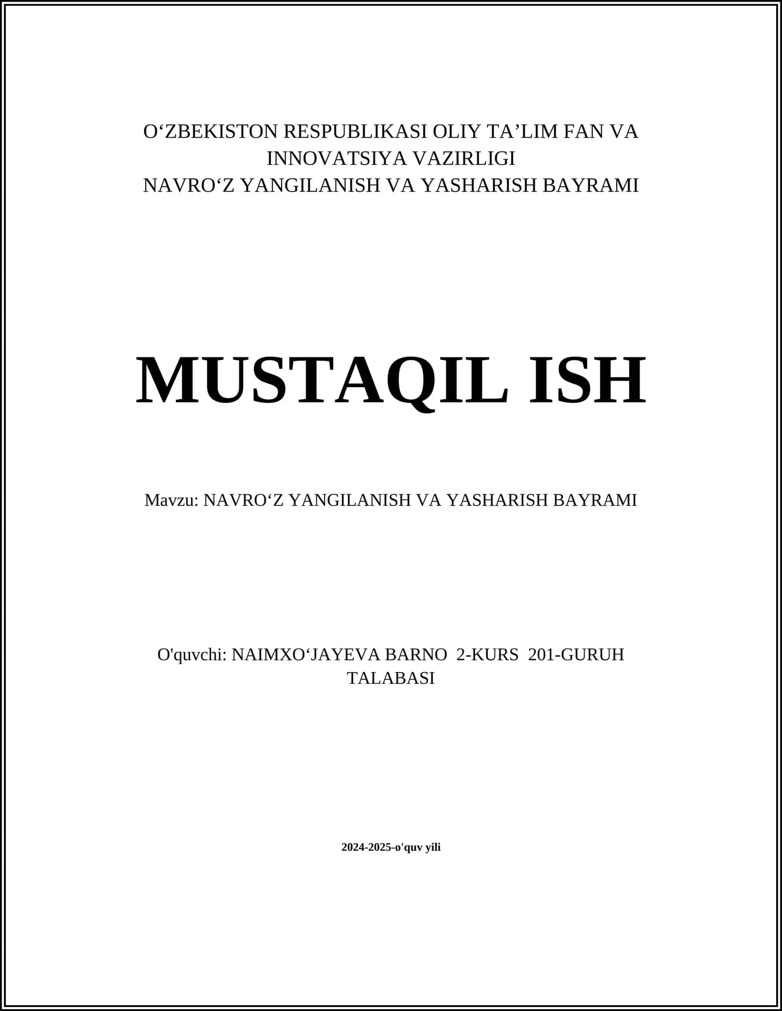 NAVROʻZ YANGILANISH VA YASHARISH BAYRAMI 1