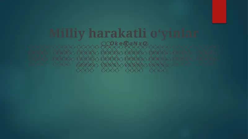 Milliy harakatli oʻyinlar 1