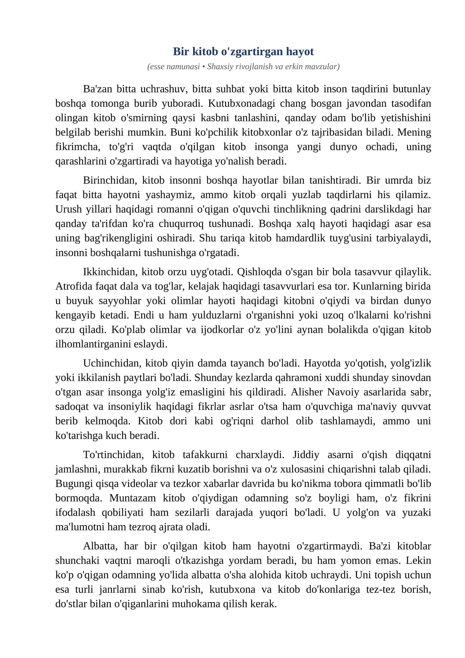 Esse Bir kitob ozgartirgan hayot 1