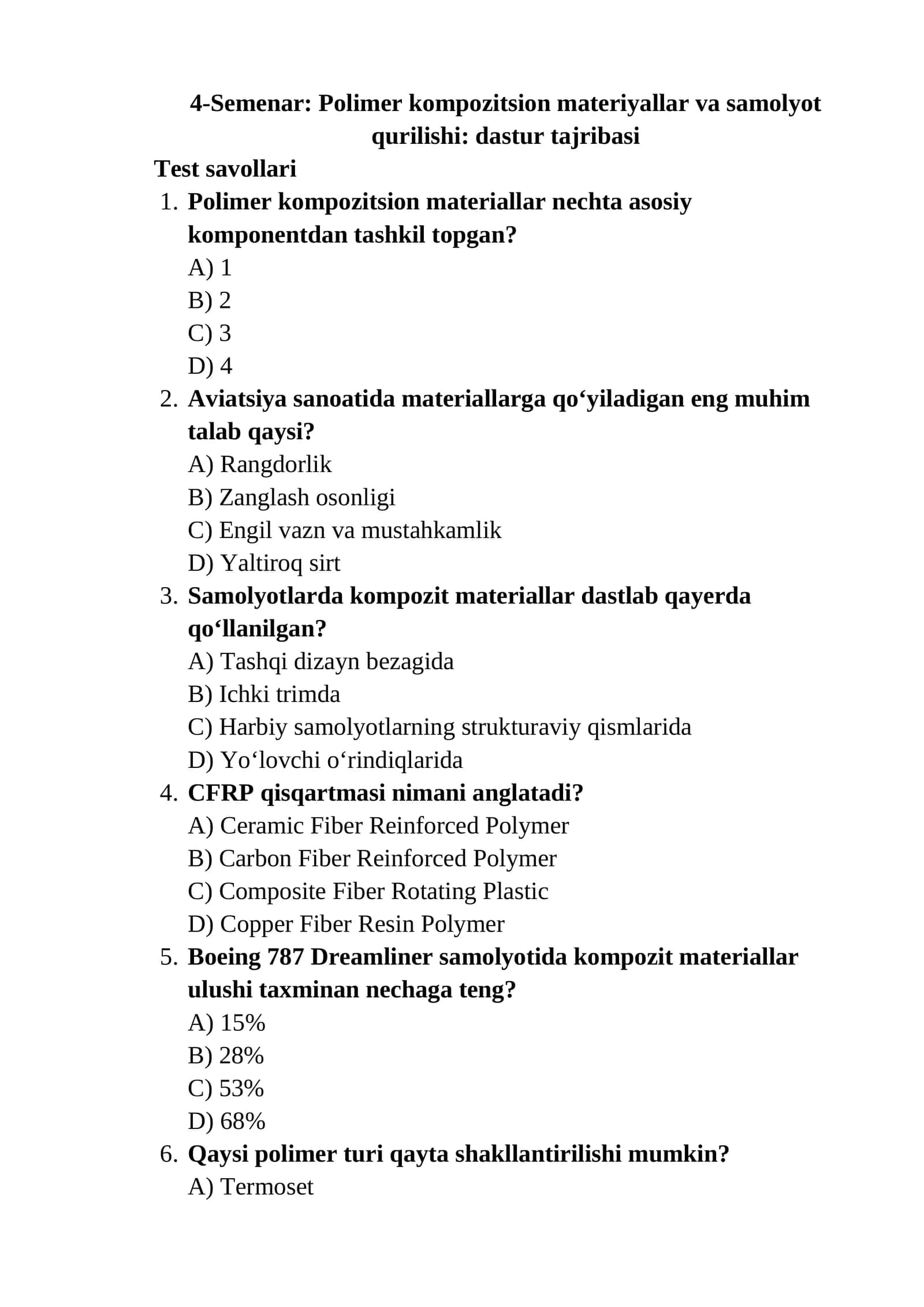 Polimer kompozitsion materiyallar va samolyot qurilishi 1
