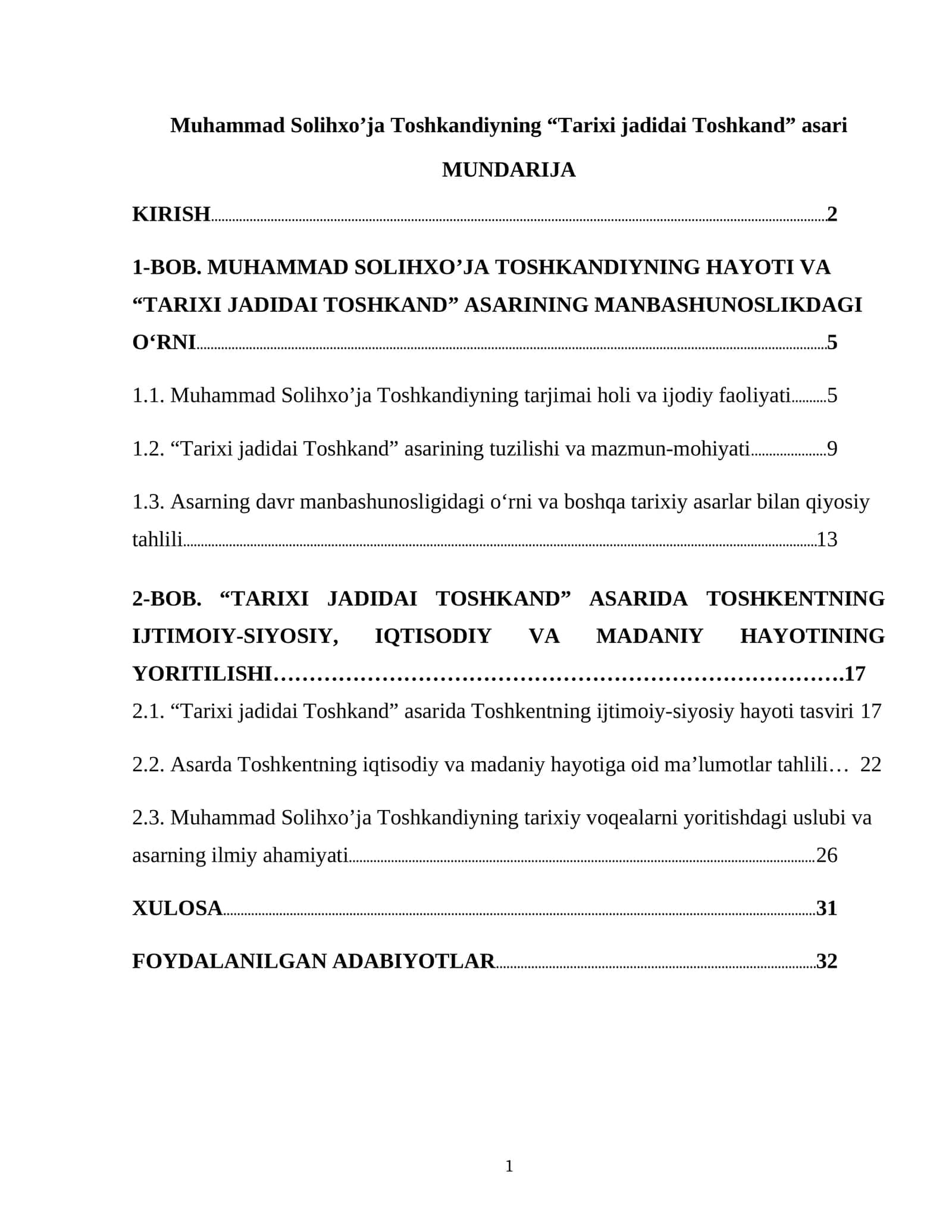 Muhammad Solihxo’ja Toshkandiyning “Tarixi jadidai Toshkand” asari 1