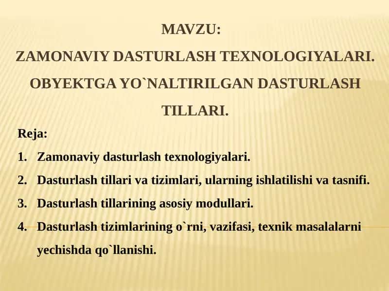 Zamonaviy dasturlashtexnologiyalari 1